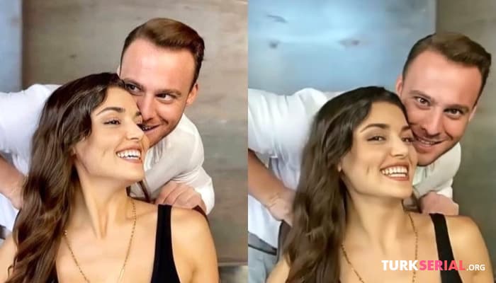 сериал Ханде Эрчел и Керем Бюрсин за кадром сериала - Постучись в мою дверь