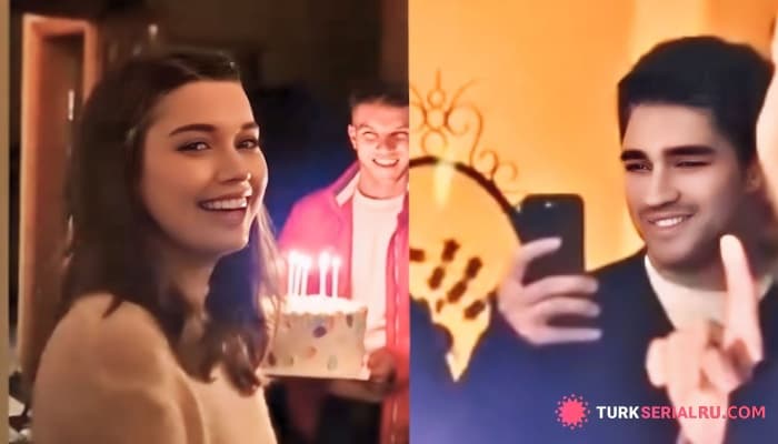 сериал Актер Мерт Рамазан отпраздновал день рождения Афра Сарачоглу на съемках ЗМ